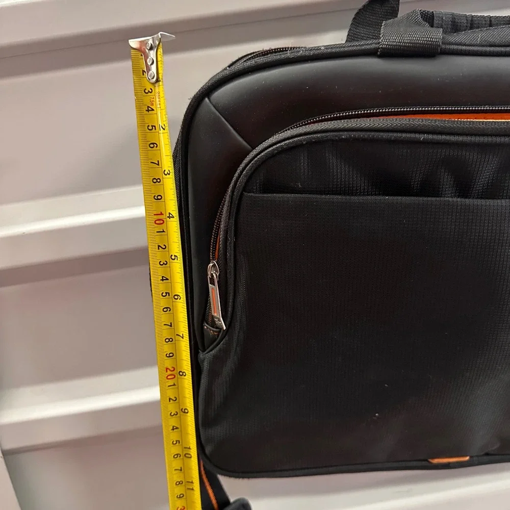 Solo Black Laptop‎ Briefcase Messenger Bag Orange Interior Padded Laptop Sleeve